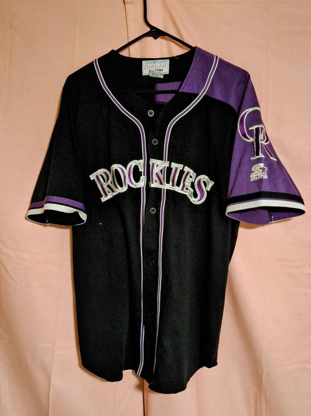 Colorado Rockies Starter Baseball Jersey Purple Black Size Large